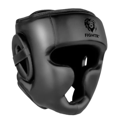 Afbeelding van FIGHTR® Hoofdbescherming met de beste pasvorm voor maximale bescherming, bokshelm sparring, verstelbare maat boksen, MMA, Muay Thai, kickboksen en vechtsport (All Black, L/XL)