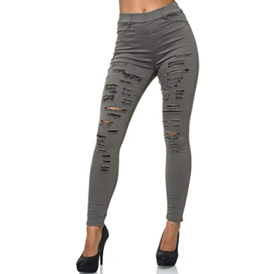 Afbeelding van Elara Dames Broek Destroyed Look Chunkyrayan A89 6 Grau 36 (S)
