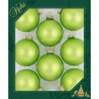 Afbeelding van Krebs Kerstballen 8 stuks velvet groen glas 7 cm