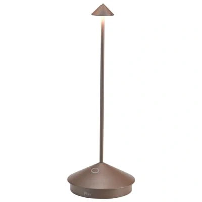 Afbeelding van Zafferano Pina Tafellamp Oplaadbare Buitenlamp Roest Bruin Spatwaterdicht (IP54) Bureaulamp Snoerloos Dimbare LED Lamp Draadloos Oplaadstation Terraslamp USB Oplaadbaar 29 cm