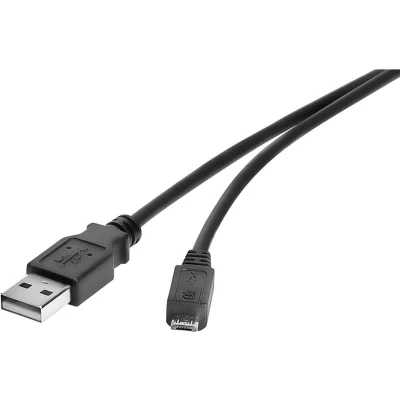 Afbeelding van Renkforce USB kabel 2.0 A stekker, micro B stekker 3.00 m Zwart Vergulde steekcontacten RF 4724427