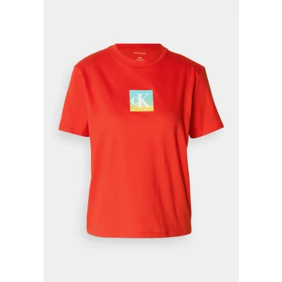 Afbeelding van Calvin Klein Jeans Classic Boxed Monogram TEE Tshirt print, Dames, Maat: XS, Tuscan terra cotta