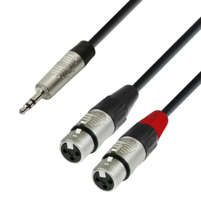 Afbeelding van Adam Hall 4 Star Series Rean instrumentkabel (1,8 m, 3,5 mm jack naar 2 x XLR vrouwelijk)