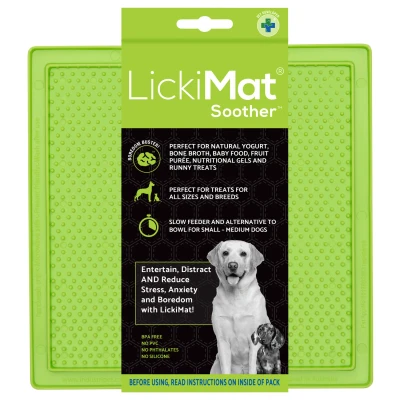 Afbeelding van Lickimat Soother Original Slowfeeder Voermat Appelgroen Hondenvoerbak 20x20 cm