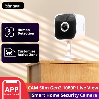 Afbeelding van SONOFF CAM S2 Indoor Security 2.4GHz WiFi Smart Surveillance Camera&#039;s, 1080P HD, Ultra Clear Night Vision, Body Detection, Two Way Audio, Compatibel met Alexa en Google Assistant, IFTTT