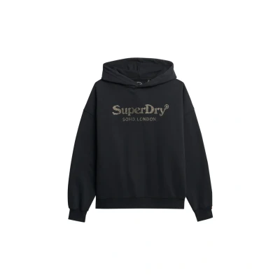 Afbeelding van Superdry Vrouwen Venue Metallic Hoodie met Relaxte Pasvorm Zwart Grootte: 44
