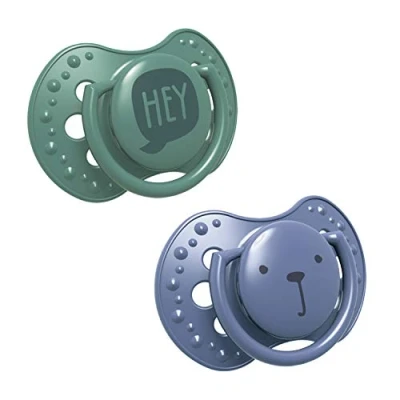 Afbeelding van LOVI fopspeen 3 6 maanden, Siliconen, BPA vrij, Hygiënische hoes, Collectie Hey, 2 stuks, Blauw