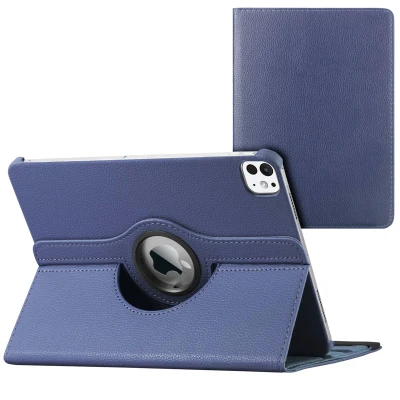 Afbeelding van Apple iPad Air 2022 Hoes: iMoshion 360 Draaibare Bookcase Donkerblauw Kunstleder Tablet Hoezen