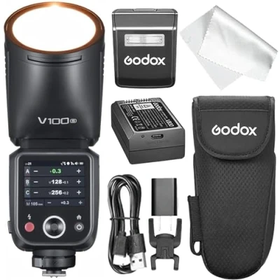 Afbeelding van GODOX V100 S camera flits, V100S 100W touchscreen flitser, TTL HSS 1/8000s Speedlite, compatibel met compacte Sony Alpha A9 III, a7 a7C II, IV, a7C, RV, / a7S III a6700 a6400