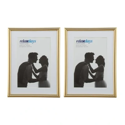 Afbeelding van Relaxdays fotolijst 15x20, set van 2 stuks, passe partout 10x15 cm, verticaal of horizontaal, wissellijstjes, goud