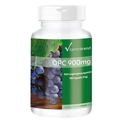 Afbeelding van OPC druivenpitextract met vitamine C 900mg 180 tabletten Hoge dosering, veganistisch en gemaakt in Duitsland Vitamintrend®