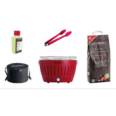 Afbeelding van LotusGrill Starterset Classic 1x grill vuurrood kool 2,5kg brandpasta 200ml tang (kleur naar voorraad) tas