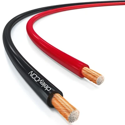 Afbeelding van deleyCON 25m Luidsprekerkabel 2x 4,0mm² Boxkabel CCA Kopergecoat Aluminium 2x56x0,30mm Draad Polariteitsmarkering Rood/Zwart