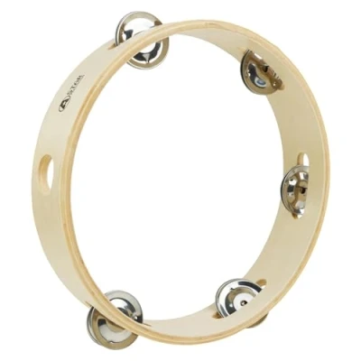 Afbeelding van A Star 8 inch/20 cm Handheld Houten Headless Tamboerijn, Traditionele Single Jingle Bell Row