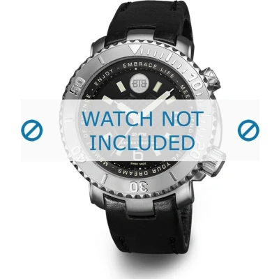 Afbeelding van Buddha to horlogeband 46mm / BTB.M.D.3H.02 Leder zwart + stiksel