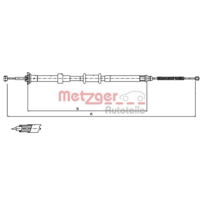 Afbeelding van METZGER 12.0725 Handremkabel Links achter 1425/1176mm COFLE FIAT: 500 Hatchback (312) 1.2, 1.3 D Multijet 2007
