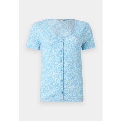 Afbeelding van TOM Tailor Denim Printed Button Overhemdblouse, Dames, Maat: XS, Light blue