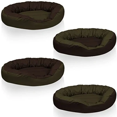 Afbeelding van BedDog® hondenmand SUNNY 4in1, grote hondenbed, wasbare hondensofa, ovaal hondenkussen, met afneembare hoez, XXXL, bruin/groen
