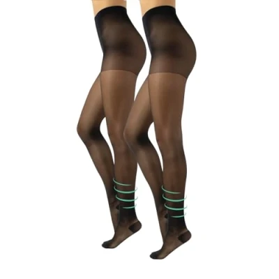Afbeelding van CALZITALY Panty met stevige ondersteuning Factor 10 mm/Hg zwart, Blauw, Huid S, M, L, XL, XXL, 3XL, 4XL 70 DEN Gemaakt in Italië, 2 x S