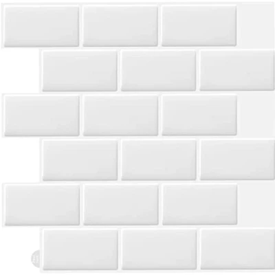Afbeelding van WoStick 10 vellen zelfklevende 3D wandtegels, wandtegels pellen en opplakken, spatwand, metrotegels voor keuken badkamer (30,5 x 30,5 cm)