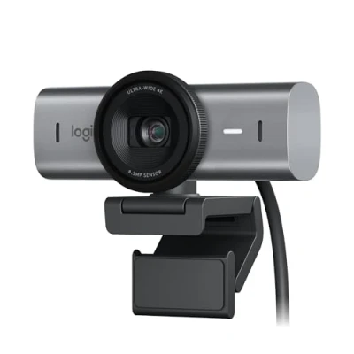 Afbeelding van Logitech MX Brio Ultra HD 4K samenwerking en streaming webcam, 1080p bij 60 FPS, dubbele ruisonderdrukkende microfoons, showmodus, USB C, webcamcover, werkt met Microsoft Teams, Zoom, Google Meet