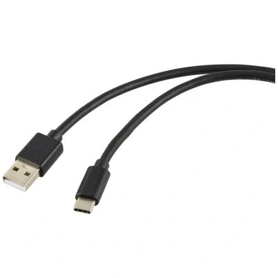 Afbeelding van Renkforce USB laadkabel 2.0 A stekker, C stekker 1.80 m Zwart PVC mantel RF 5771532