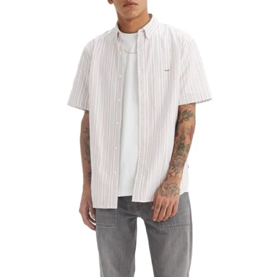 Afbeelding van Levi&#039;s Authentic Button DOWN Overhemd, Heren, Maat: Large, Cupertino stripe bright white