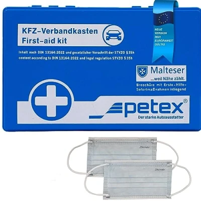 Afbeelding van PETEX 43920005 verbanddoos inhoud conform DIN 13164:2022, blauw