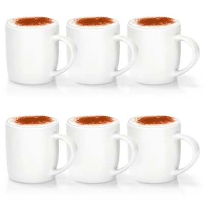 Afbeelding van COM FOUR® 6x porseleinen koffiemok in modern design koffiekan voor koude en warme dranken 330 ml (roomwit bolvormig)