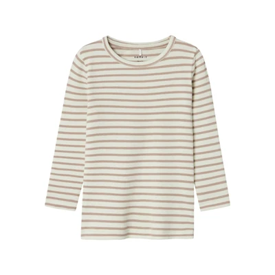 Afbeelding van NAME IT MINI gestreepte longsleeve NMNBANI ecru/taupe