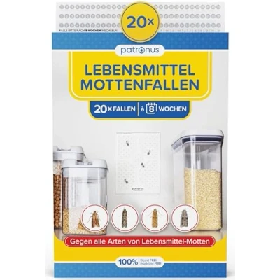 Afbeelding van Levensmiddelmottenval [20 stuks] mottenval tegen voedselmotten met maximale lokwerking feromoonval krachtige lijm voor besmettingsdetectie