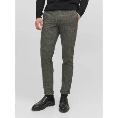 Afbeelding van JACK &amp; JONES Marco Connor slim fit heren chino okergeel geruit