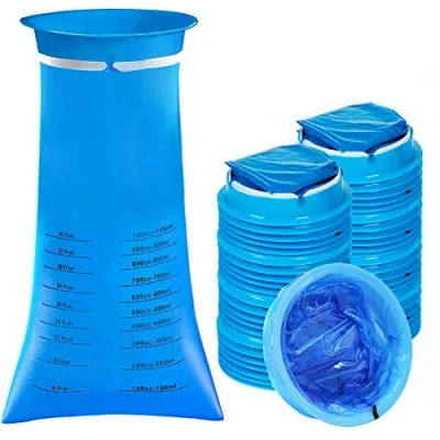 Afbeelding van ZCOINS 25 Stuks Ziektezakken Auto Ziekte Tas Wegwerp Braaksel Zakken Misselijkheid voor Reizen Bewegingsziekte Barf met Mondstuk, Blauw 1000ml