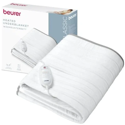 Afbeelding van Beurer TS 17 Warmte onderbed, zacht vliesmateriaal, antislip dankzij bevestiging met elastiek, 3 temperatuurniveaus, 150 x 80 cm, veiligheidssysteem, afneembare schakelaar, machinewasbaar op 30 C