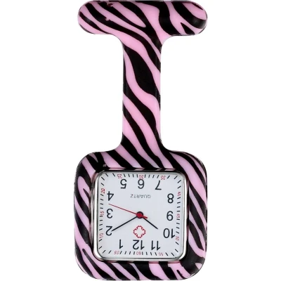 Afbeelding van Fako® Verpleegstershorloge Zusterhorloge Verpleegster Horloge Siliconen Vierkant Print Zebra Roze