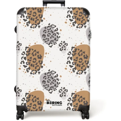 Afbeelding van NoBoringSuitcases.com® Koffer groot Reiskoffer lichtgewicht Dieren print panter met vlekken Rolkoffer 4 wielen Grote trolley XL 98 liter bagage