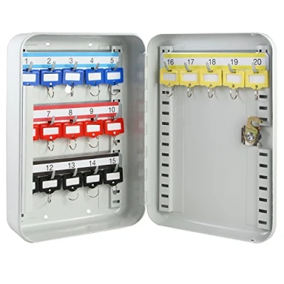 Afbeelding van HMF 12520 07 sleutelkast afsluitbaar, kleine 20 haken 25 x 17 7,5 cm lichtgrijs