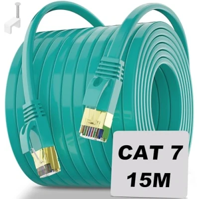 Afbeelding van Soibke 15m Ethernetkabel Cat 7 Buiten Netwerkkabel Hoge Snelheid 10Gbps 600MHz Afgeschermde Kabel Internet FTP LAN Flat RJ45 Gigabit Wifi voor Modem Router