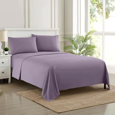 Afbeelding van Queen Size lakens ademende luxe met volledige elastische en veilige hoekbanden, ingebouwde 1800 Supreme Collection extra zachte diepe zak beddengoedset, lakenset, queensize, pruim