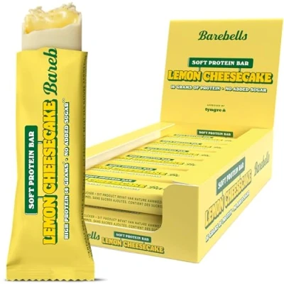 Afbeelding van Barebells Soft Bar Lemon Cheesecake Proteïnerepen, heerlijke Zachte proteïnerepen met chocolade suikerarm, 16 gram eiwit, zonder palmolie citroen cheesecakereep, 12 x 55