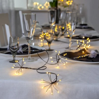 Afbeelding van Star Trading &quot;Dew Drop flower&quot; lichtslinger 8 &quot;bloemen&quot; (96 LEDs) zwart 2m10 indoor / outdoor