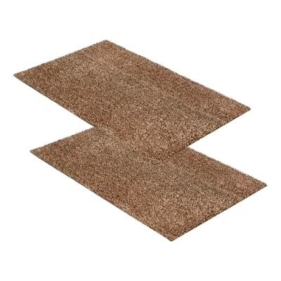 Afbeelding van Antislip deurmat voor binnen duurzame stofwerende mat wasbaar op 30C PVC VRIJ onderhoudsvriendelijke set van 2 40x60 cm bruin