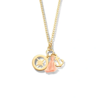 Afbeelding van zilver verguld (geel) collier ster, kwast en anker 42 + 3 cm 2102206 horloge Goudkleur 45