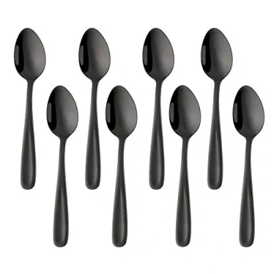 Afbeelding van BISDARUN Theelepel Set Zwart 8 Stuks Roestvrij Staal Koffielepel Mokkalpel Taartlepel 13,5 cm