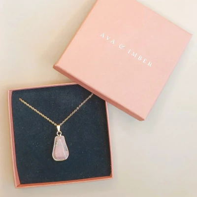 Afbeelding van Ava&amp;Imber Facet Rhodoniet Ketting Stainless Steel Goud (RVS)