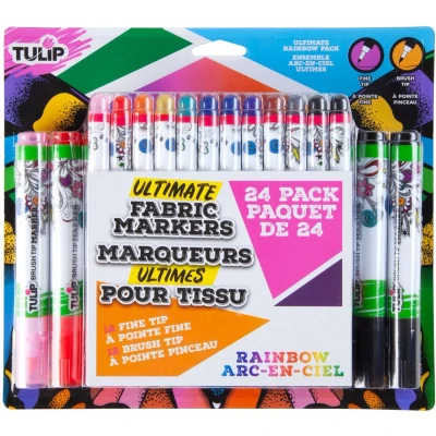 Afbeelding van Tulip Fabric markers ultimate brush fine tips Rainbow 24pc