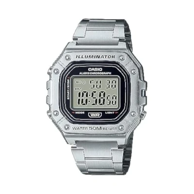 Afbeelding van Casio Heren W 218H 1AVCF Klassiek Digitaal Display Quartz Zwart Horloge, Zilver, Modern