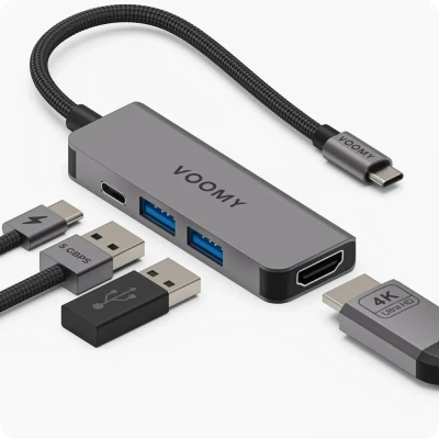 Afbeelding van Voomy USB C Hub 4 in 1 4K HDMI 100W A 3.0 Docking Station Splitter Geschikt voor Macbook Pro / Air Windows Universeel