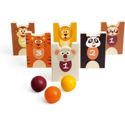 Afbeelding van Scratch 276182553 2 in 1 stapelen en kegels één set, grappig kegelspel dierenstapels, voor kinderen vanaf 3 jaar, houten speelgoed