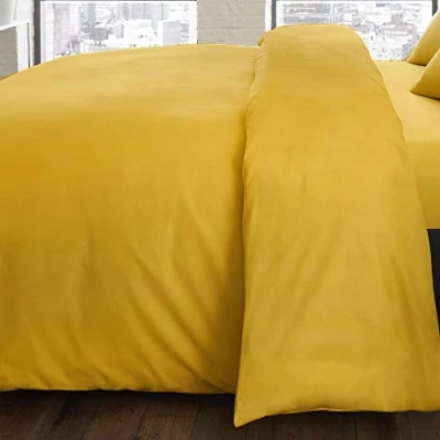 Afbeelding van Serene Plain Dye Onderhoudsvriendelijk dekbedovertrek, oker, tweepersoonsbed